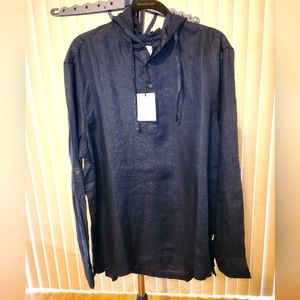 Onia long-sleeved linen hoodie size Large in Navy Blue